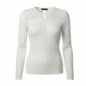 The Kooples Cream Crochet Lace Cotton Sweater Parisian Romantic Feminine Chic S